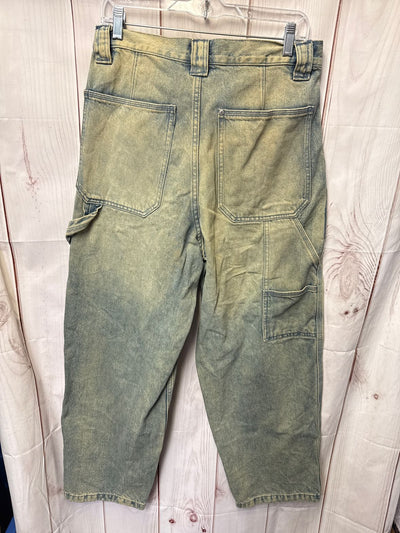 H&M Men's Size 30x32 Baggy Fit Blue Distressed Wash Jeans Deep Pocket Denim