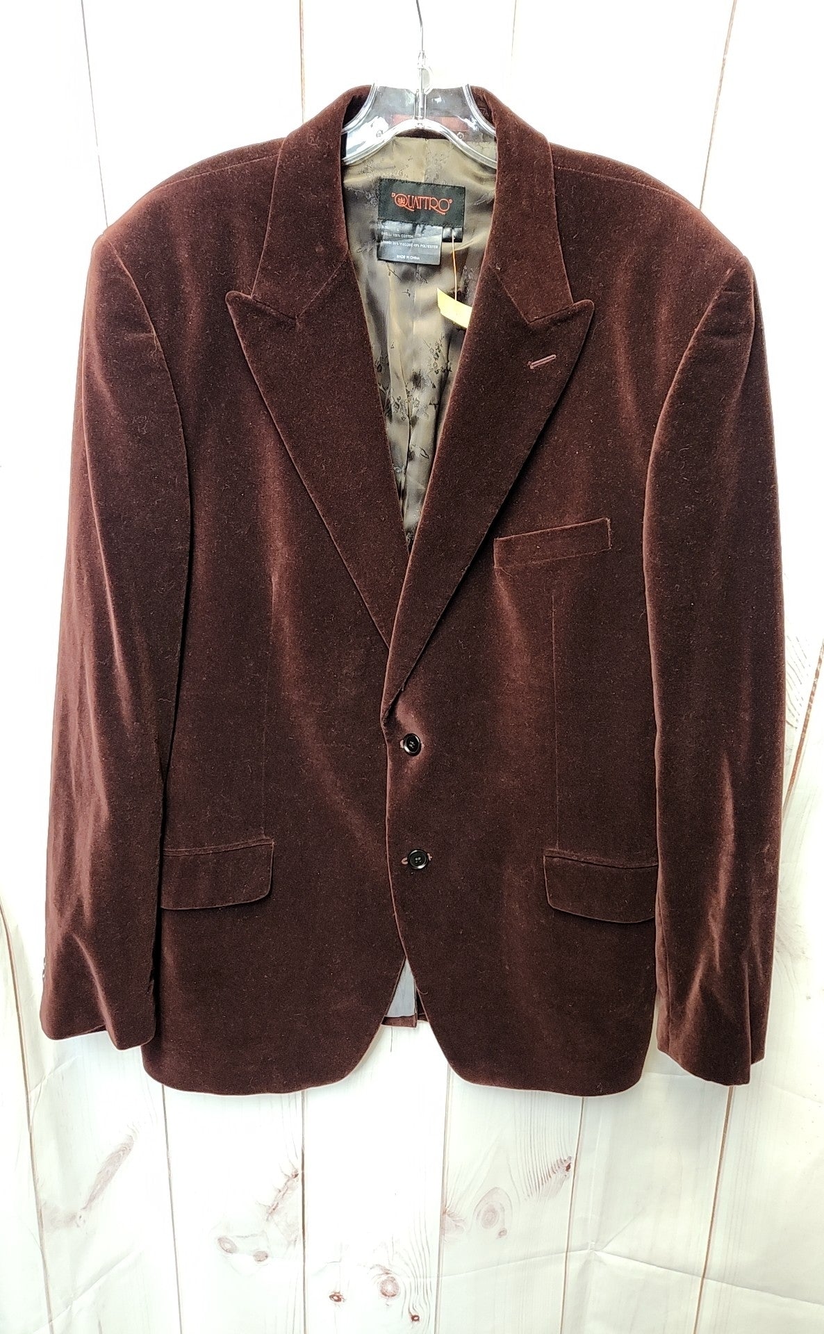 Di Quattro Men's Size L Burgundy Velour Sport Coat