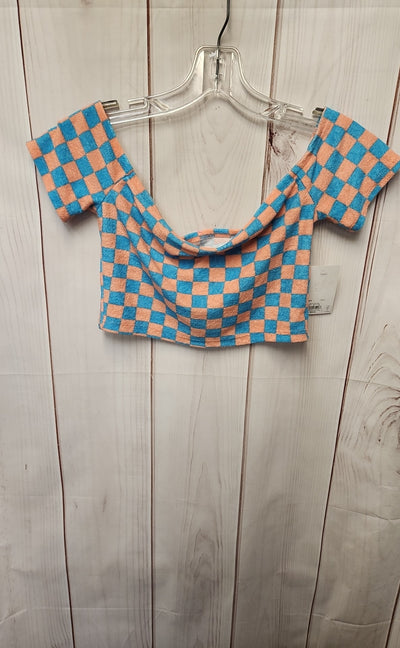 NWT So Women's Size S Blue & Pink Short Sleeve Top