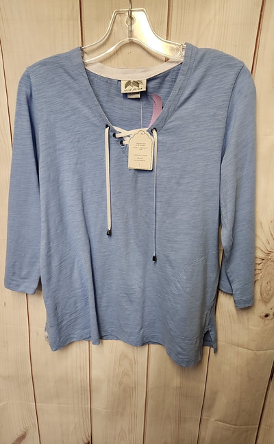 NWT Wild Palms Women's Size S Blue 3/4 Sleeve Top