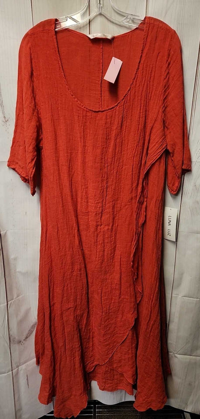 NWT Luna Luz Women's Size L Red Linen Dress