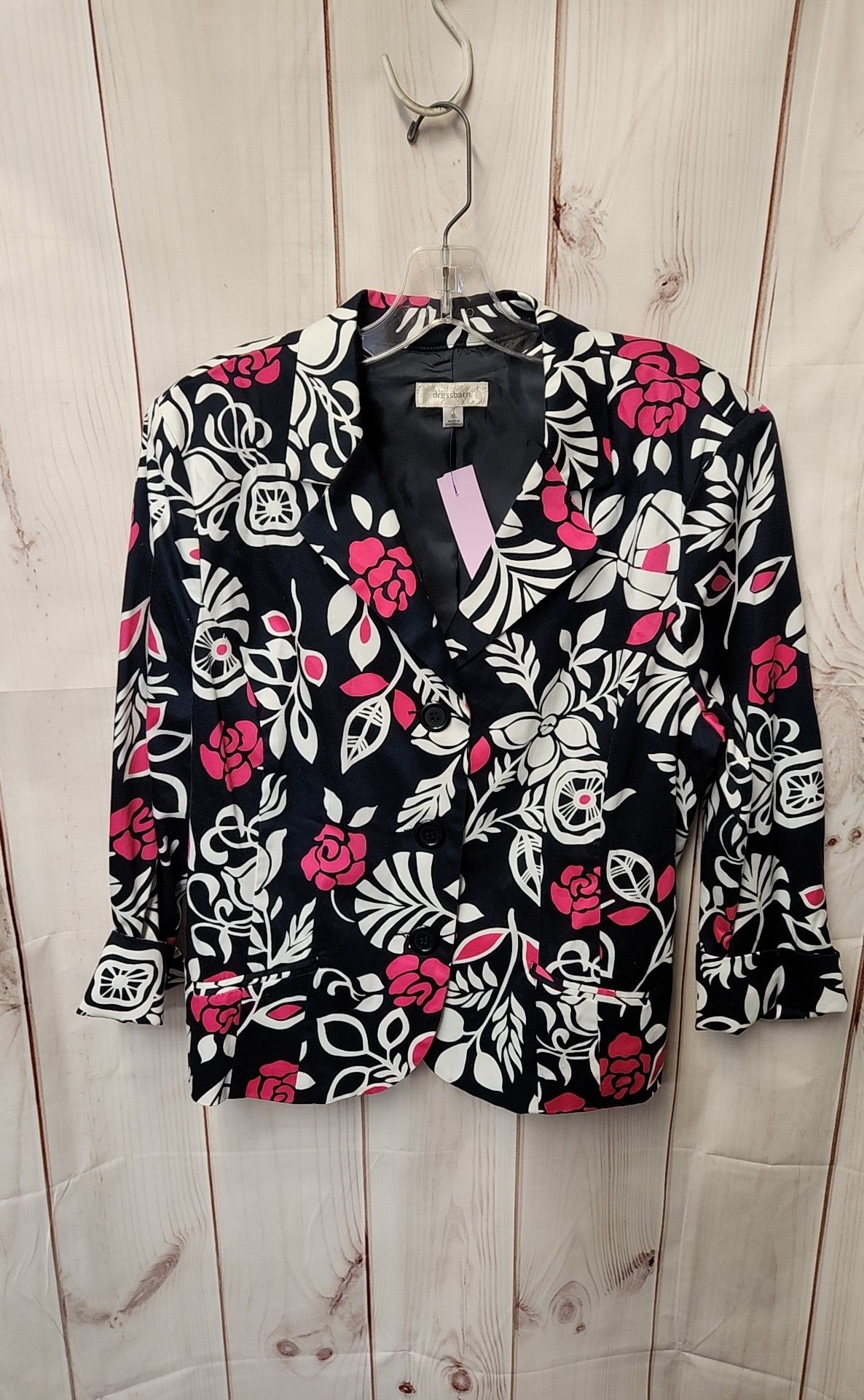 Dressbarn Women's Size XL Navy Floral Blazer