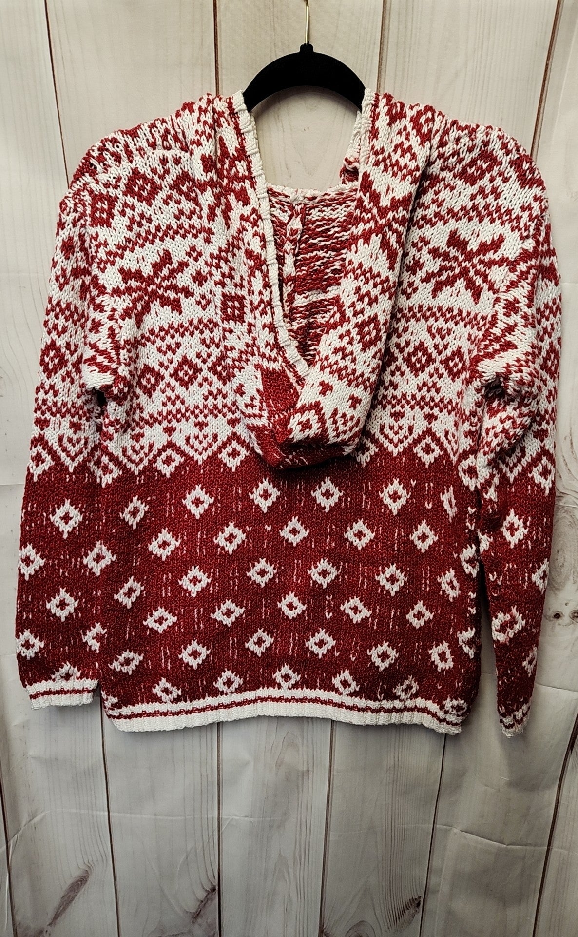 Pink Rose Women's Size S Red & White Hooded Sweater