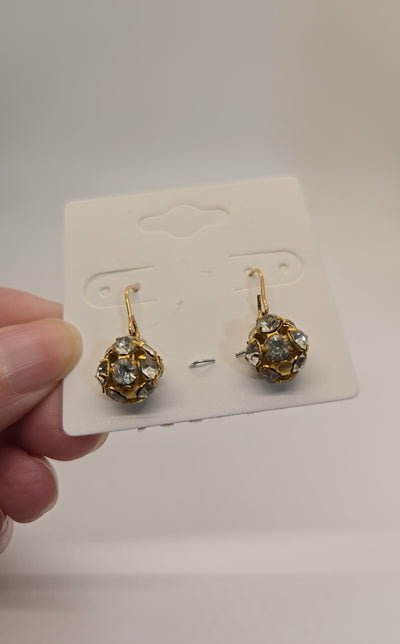 Gold Crystal 14K GF Ball Earrings