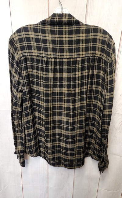 Beach Lunch Lounge Women's Size L Black & Green Long Sleeve Top