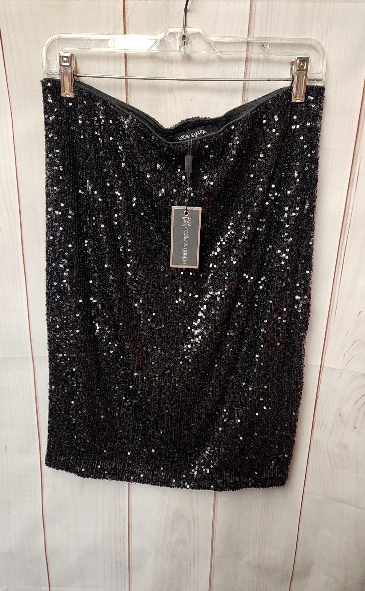 NWT Cable & Gauge Women's Size M Black Sequined Skirt