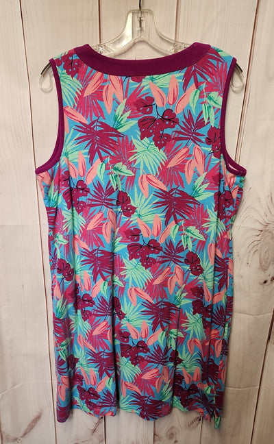 Lands End Women's Size L Purple & Blue Floral Dress
