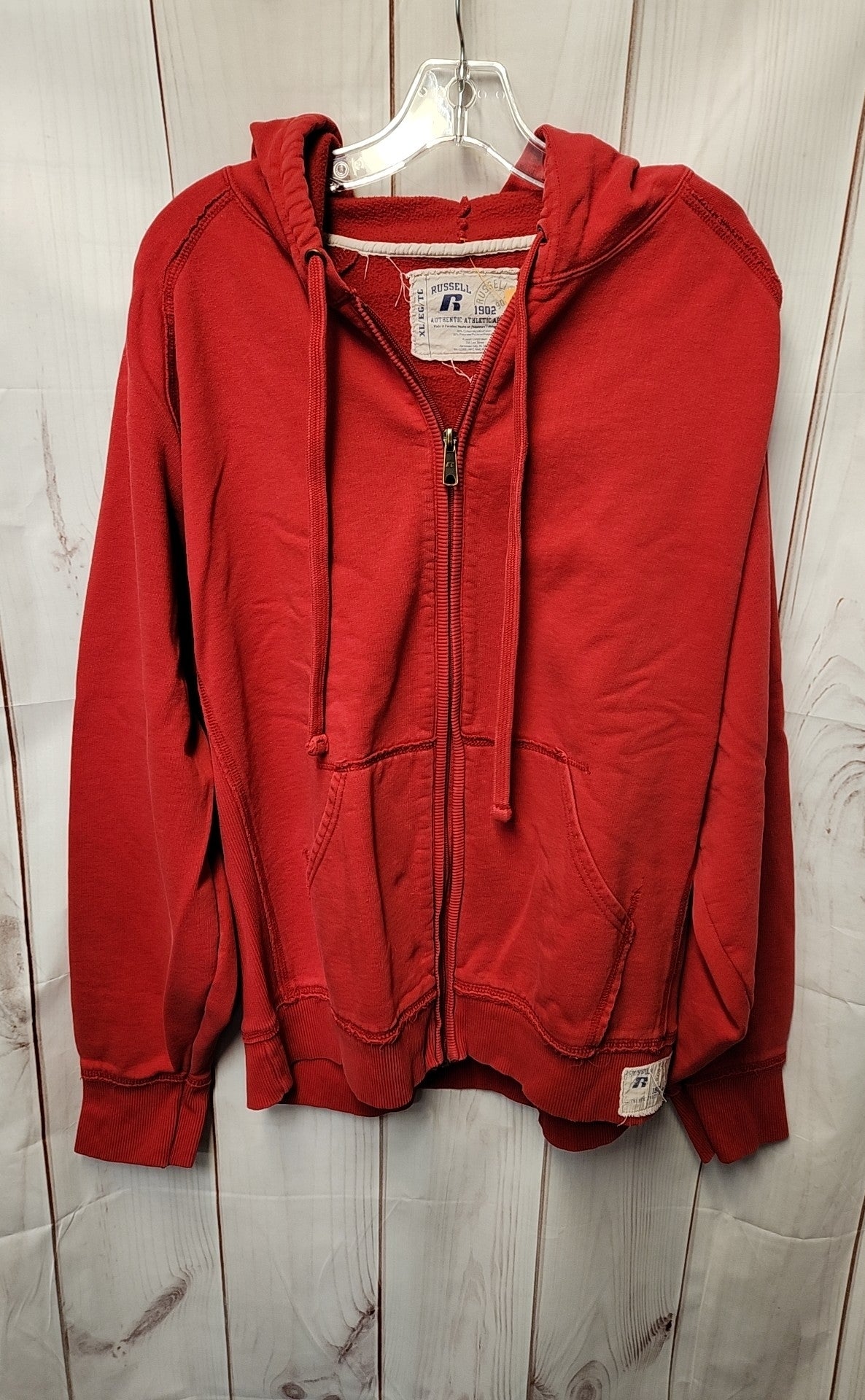 Russell Men's Size XL Red Full Zip Hooded Sweatshirt