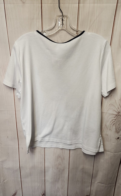 Alfred Dunner Women's Size M Petite White Short Sleeve Top