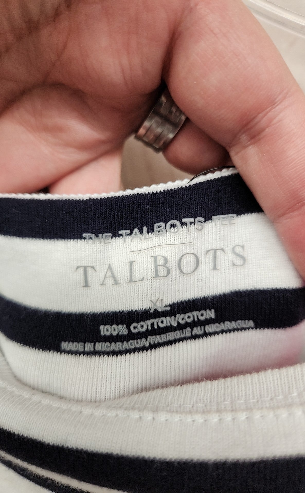 Talbots Women's Size XL White Stripe 3/4 Sleeve Top