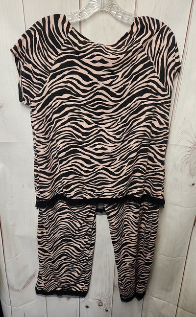 Essentials by A.B.S. Women's Size L Pink Animal Print Pajamas
