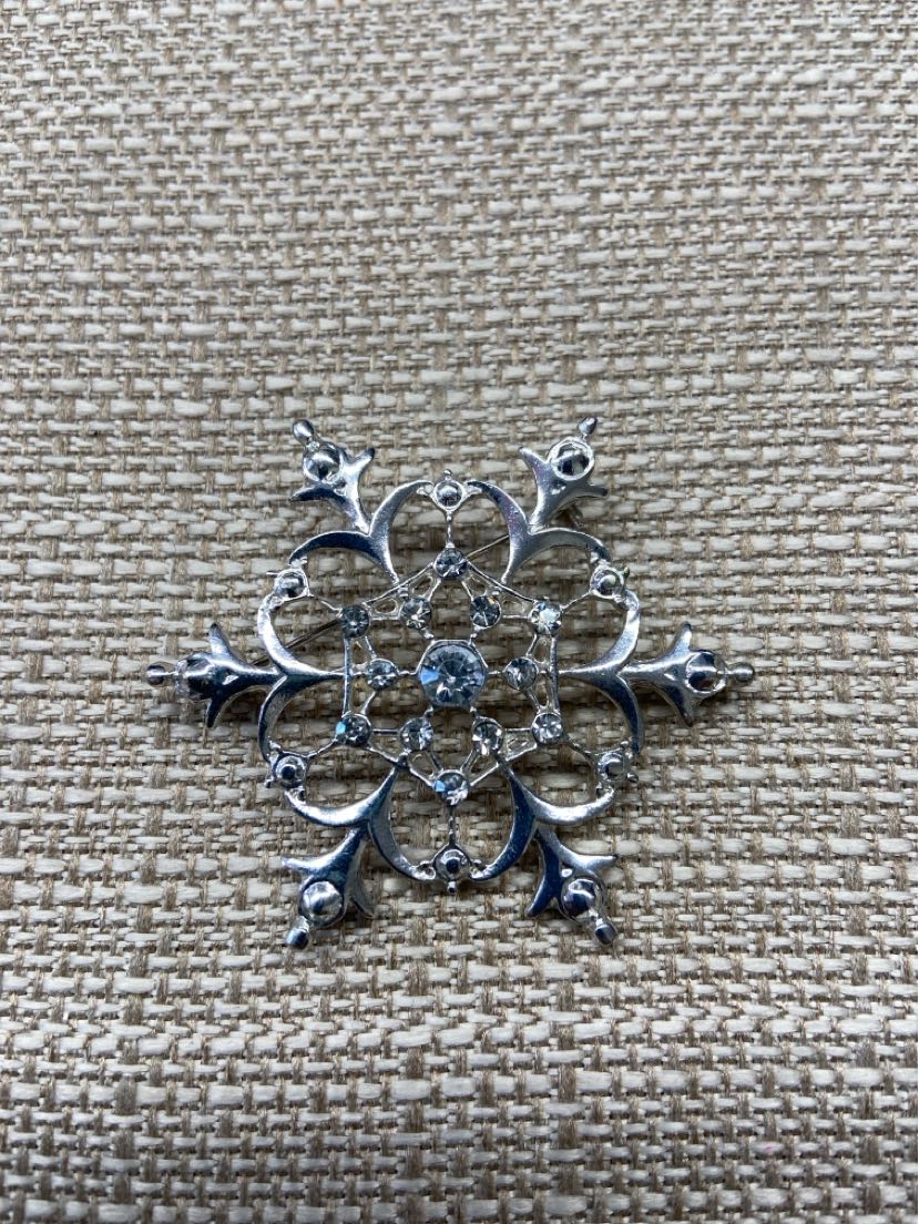 Silver Rhinestone Brooch Pin