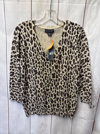NWT Covington Women's Size S Brown Animal Print Cardigan
