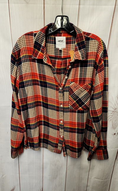 Aerie Women's Size M Red & Blue Long Sleeve Top