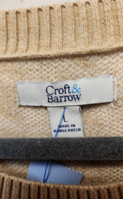 Croft & Barrow Women's Size L White & Tan Sweater