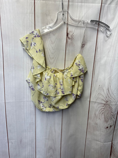 Altar'd State Women's Size XS Yellow Floral Short Sleeve Top