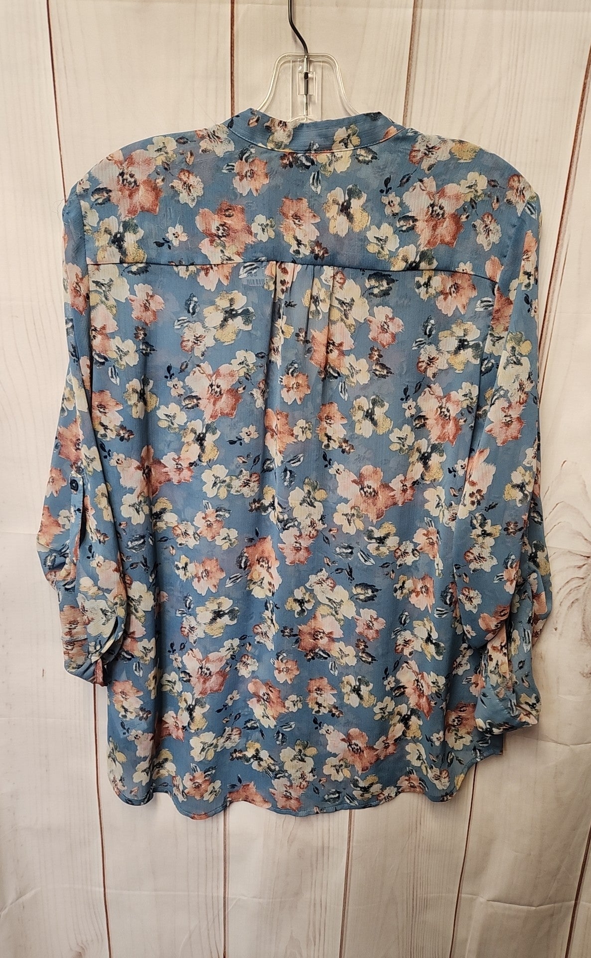 Kut from the Kloth Women's Size M Blue Floral Long Sleeve Top
