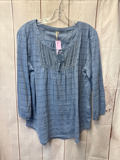 Grand & Greene Women's Size L Blue Long Sleeve Top