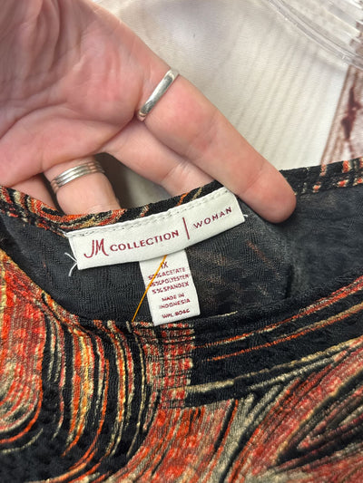 JM Collection Women's Size 1X Red & Black 3/4 Sleeve Top