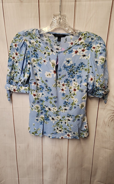 Banana Republic Women's Size XS Blue Floral Short Sleeve Top