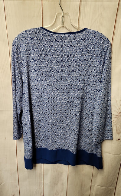 Chico's Women's Size 1 = US M Blue 3/4 Sleeve Top