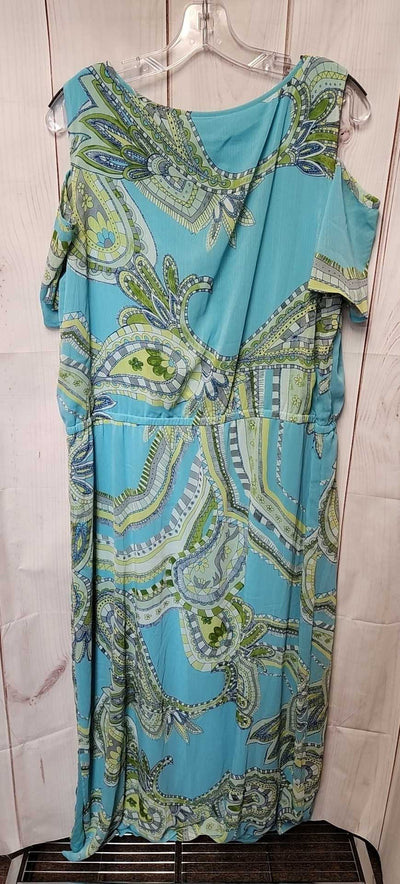 Chico's Women's Size 3 = US XL Blue & Green Dress