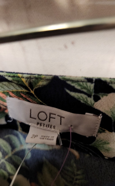 NWT Loft Women's Size 2 Petite Navy Floral Skirt