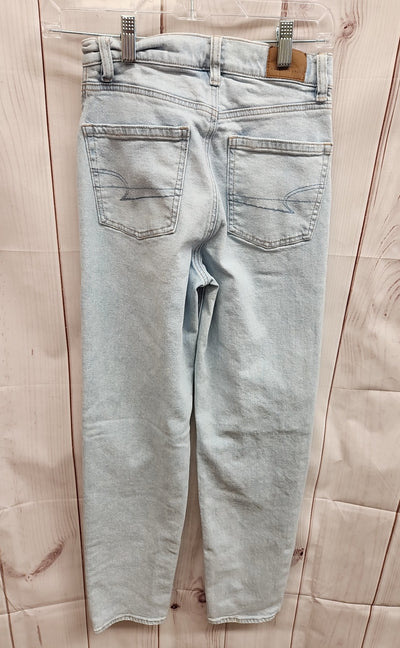 American Eagle Women's Size 24 (00) HIghest Rise Baggy Straight Blue Jeans