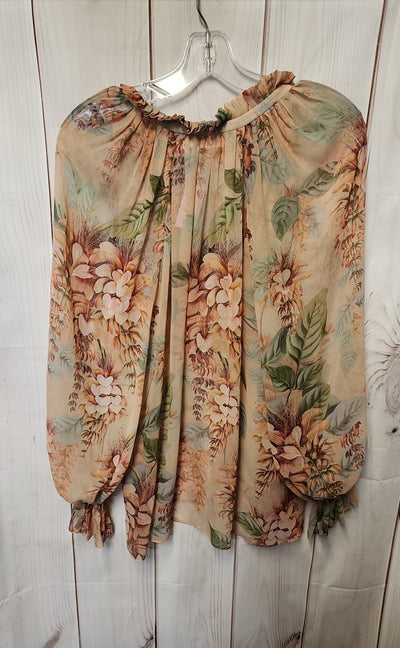 Zimmermann Women's Size 6 Peach Floral Long Sleeve Top