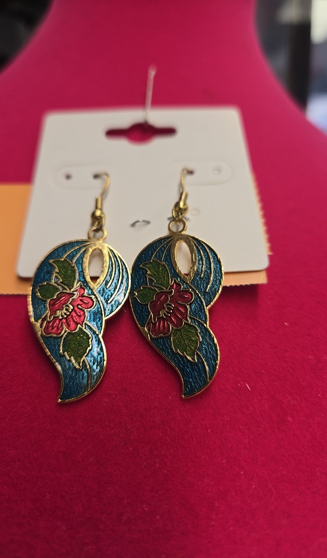 Blue Floral Drop Earrings