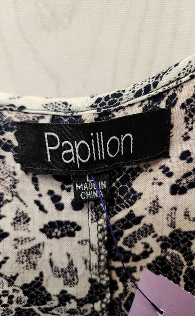 Papillon Women's Size L White & Black Floral Dress