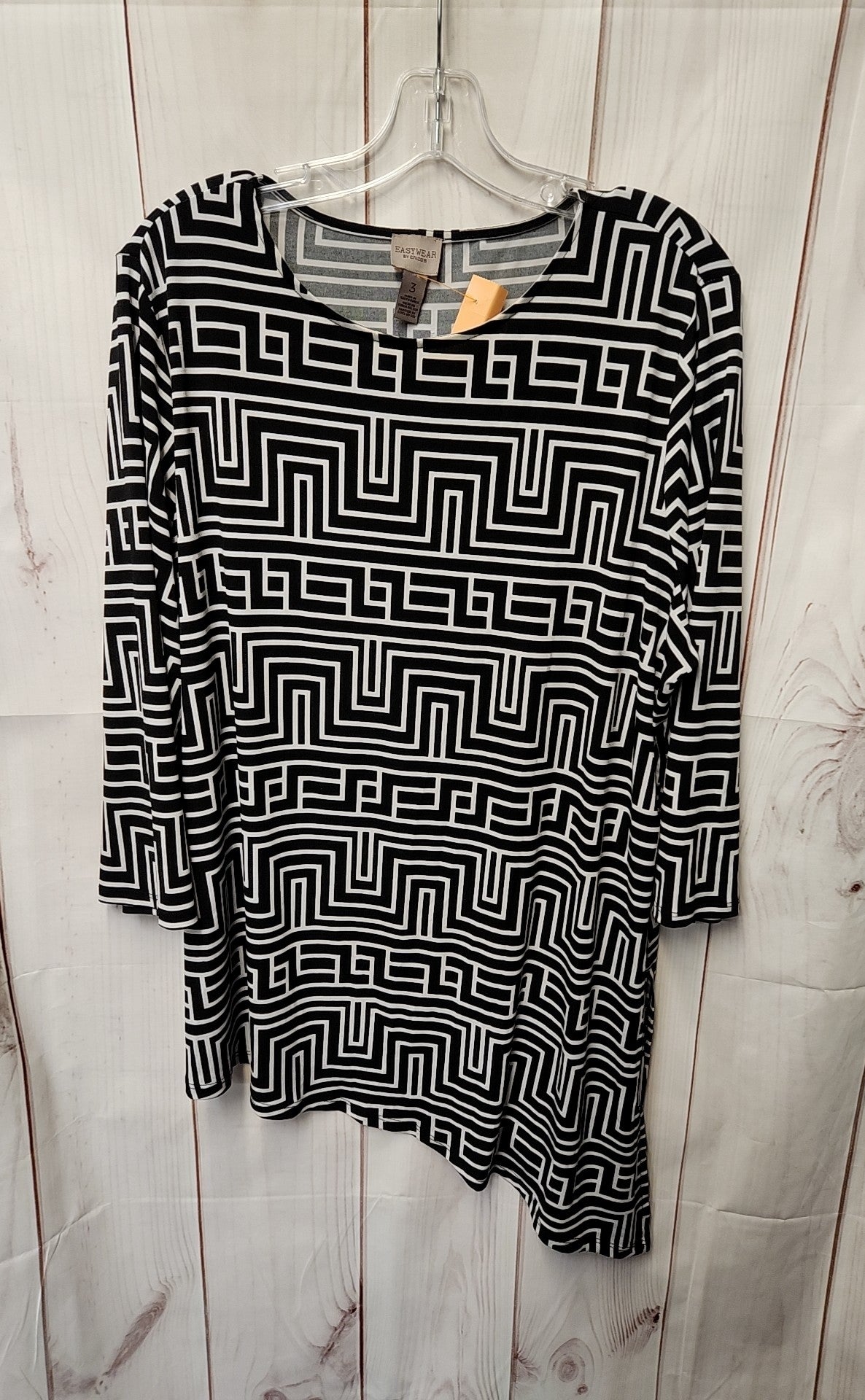 Chico's Women's Size 3= US XL Black 3/4 Sleeve Top