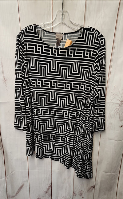 Chico's Women's Size 3= US XL Black 3/4 Sleeve Top