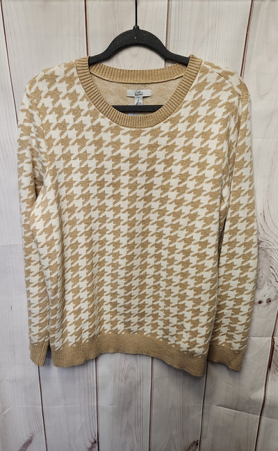 Croft & Barrow Women's Size L White & Tan Sweater