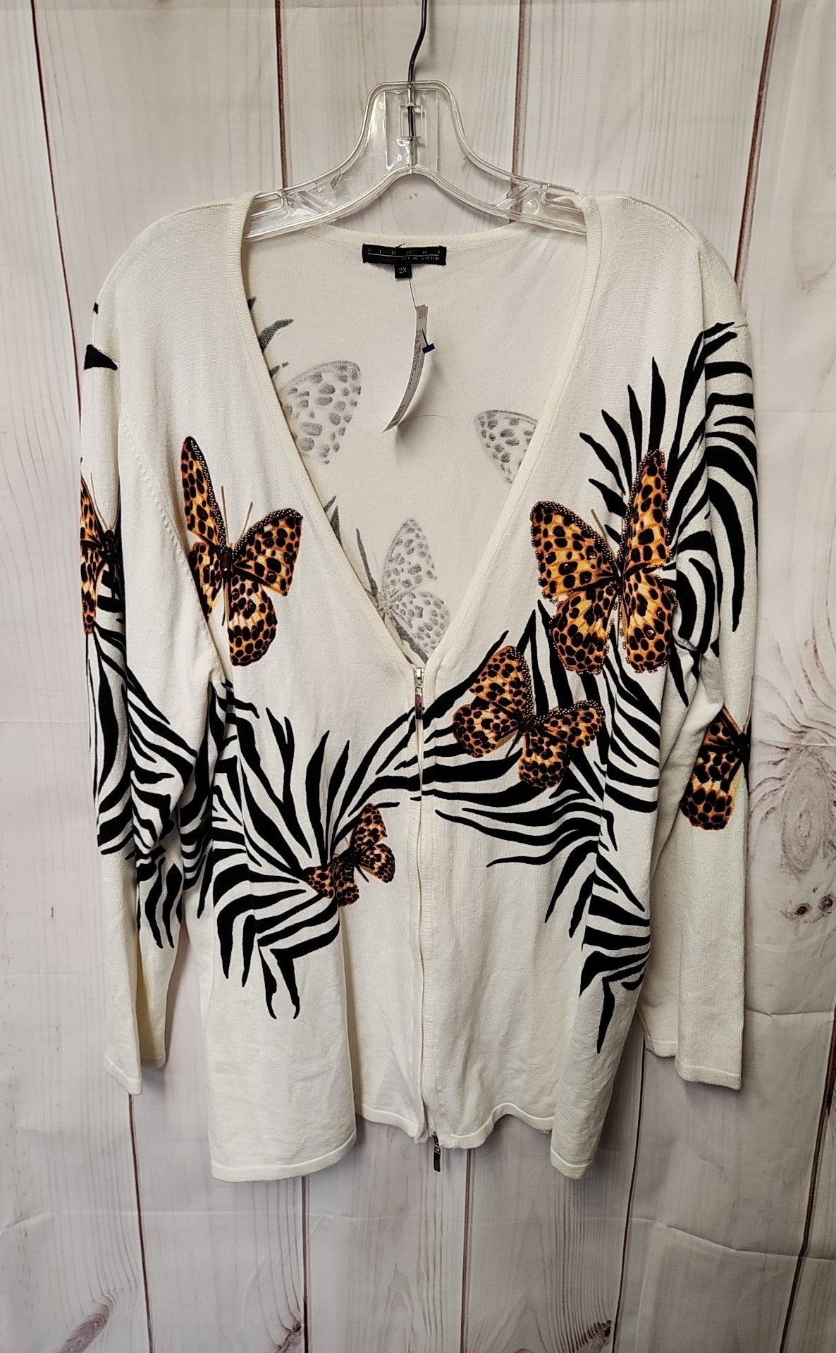 Pierri Women's Size 2X White Cardigan