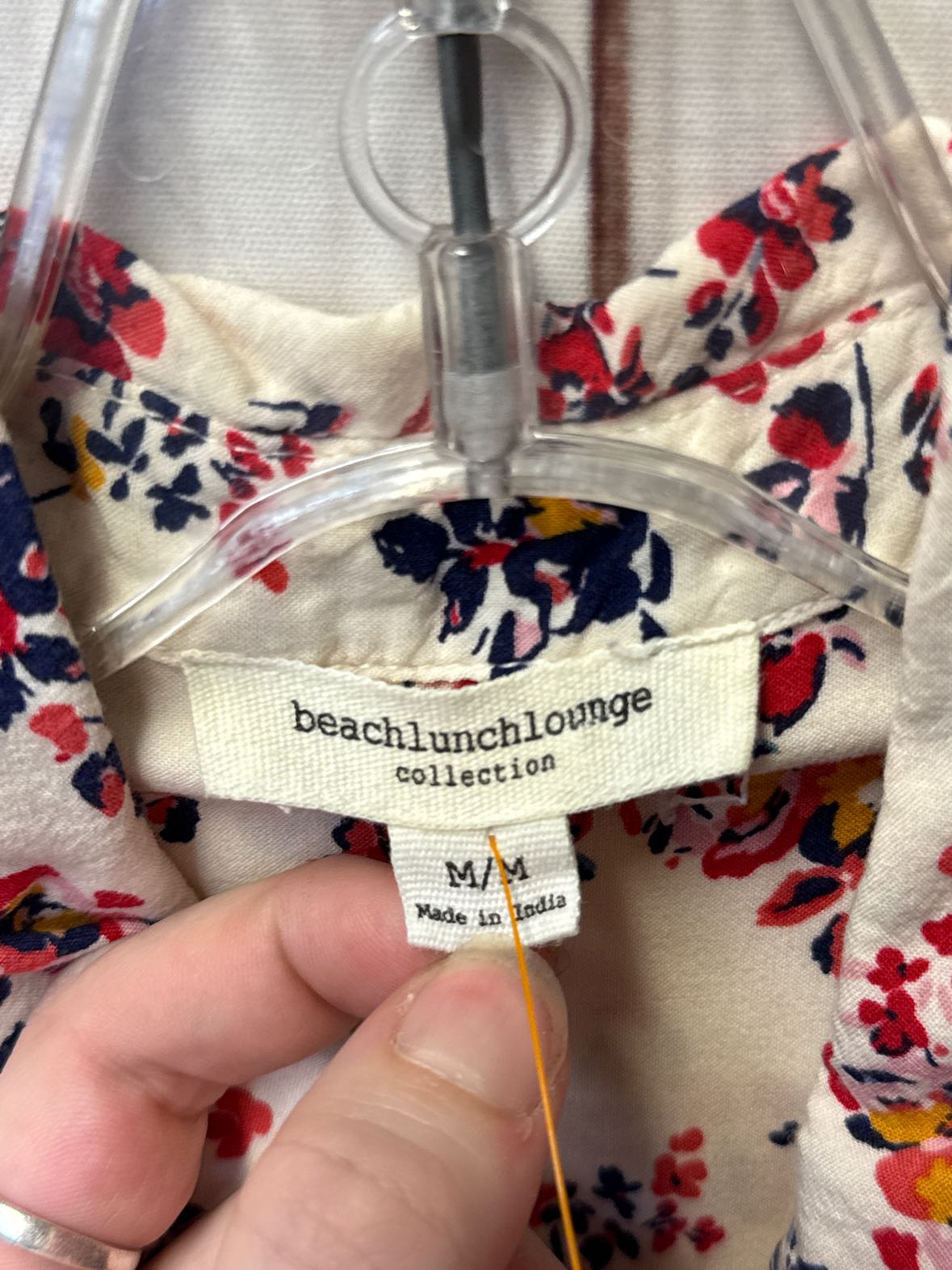 Beach Lunch Lounge Women's Size M Beige Floral Long Sleeve Top