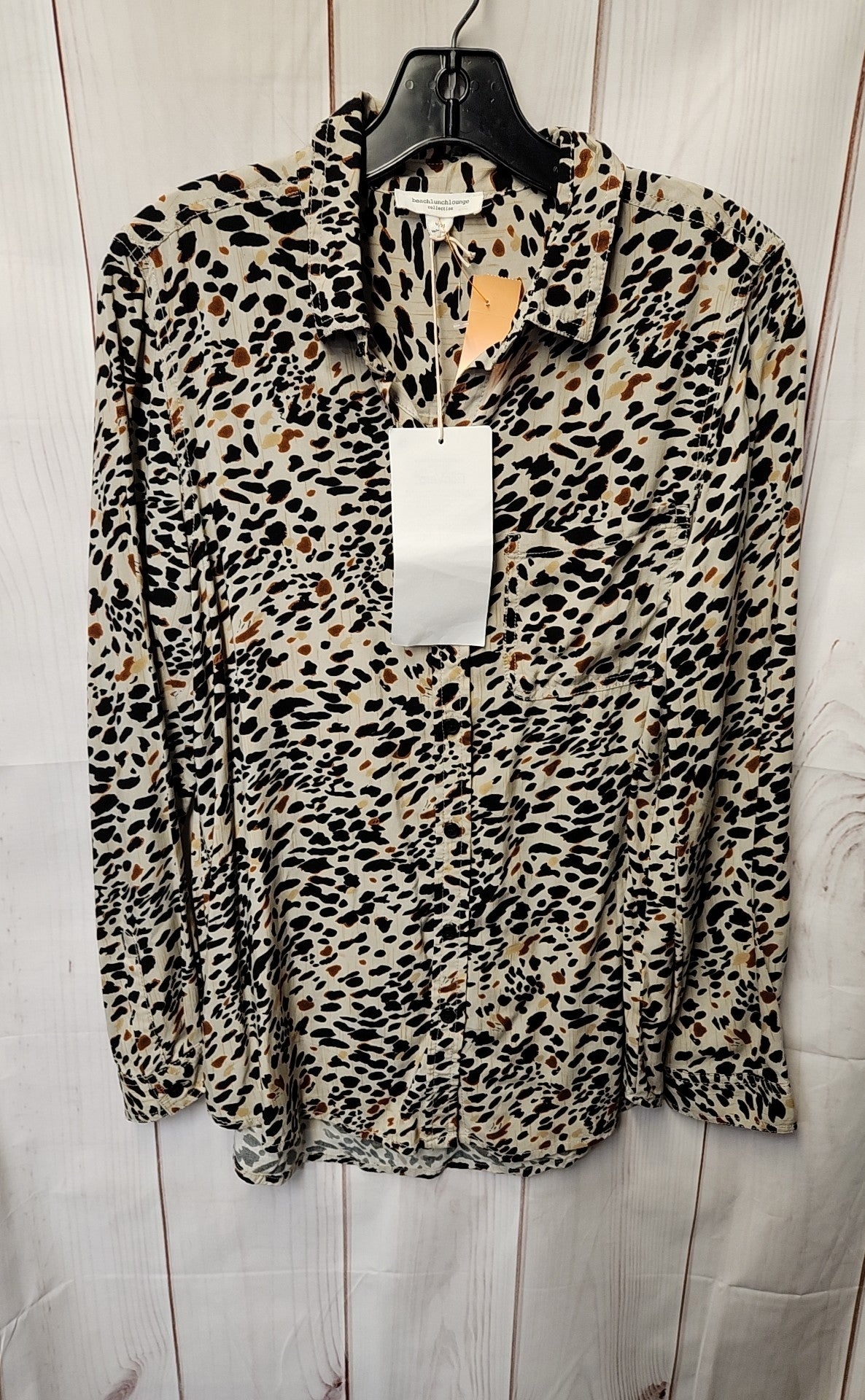 NWT Beach Lunch Lounge Women's Size M Brown Animal Print Long Sleeve Top