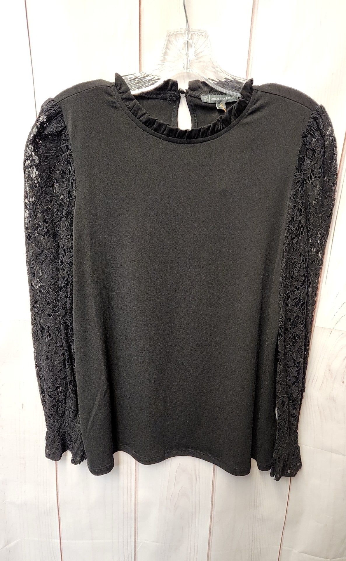 Adrianna Papell Women's Size S Black Lace Long Sleeve Top
