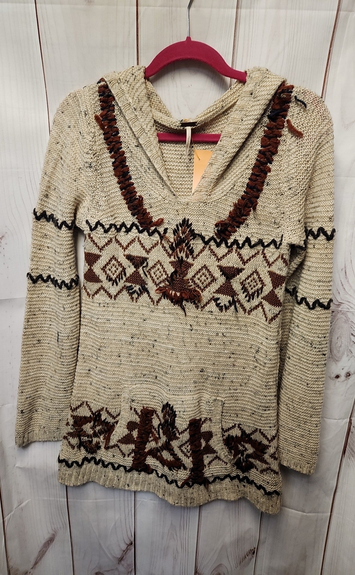 Free People Women's Size M Brown Hooded Sweater