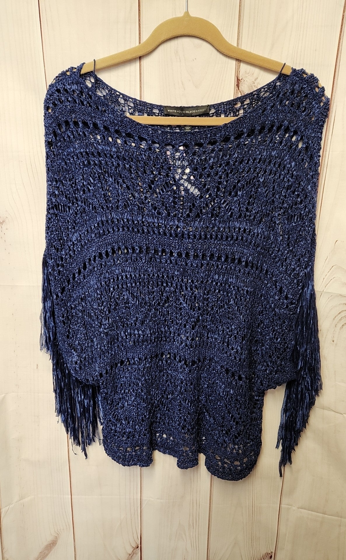 White House Black Market Women's Size S Petite Navy Knit Poncho