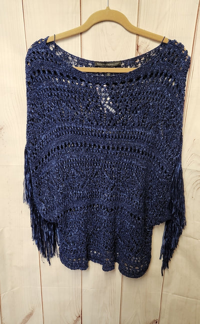 White House Black Market Women's Size S Petite Navy Knit Poncho