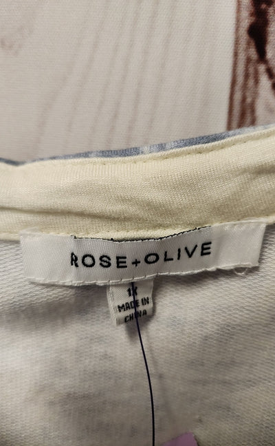 Rose & Olive Women's Size 1X Yellow & Blue Short Sleeve Top
