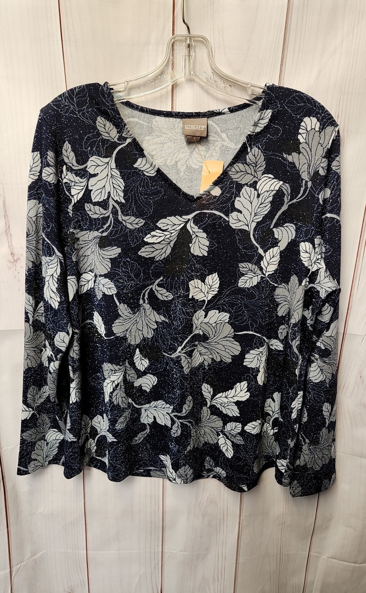 Chico's Women's Size 2 = US L Blue Floral Sweater