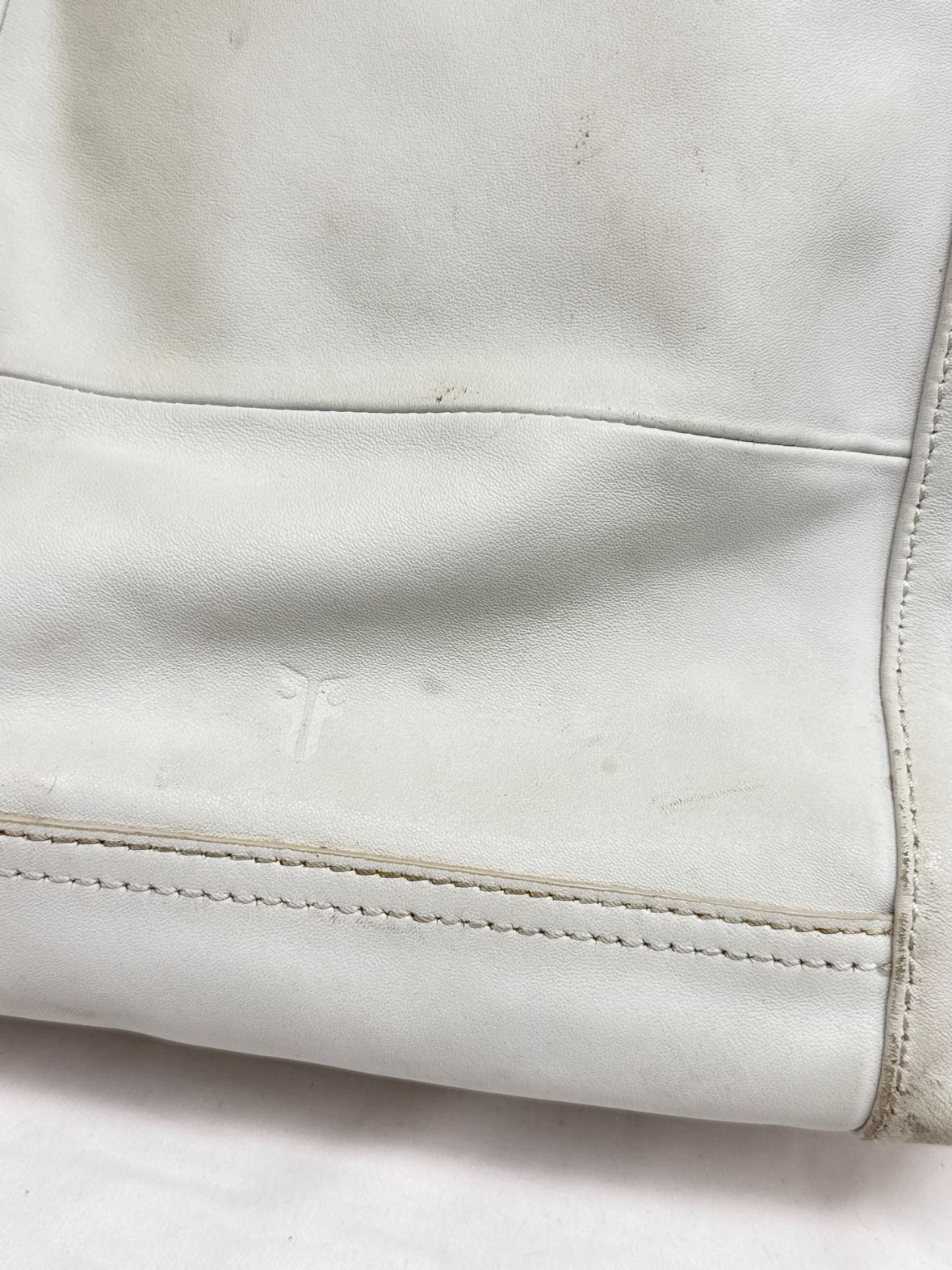 Frye White Leather Purse Bag AS IS - marks on front & back