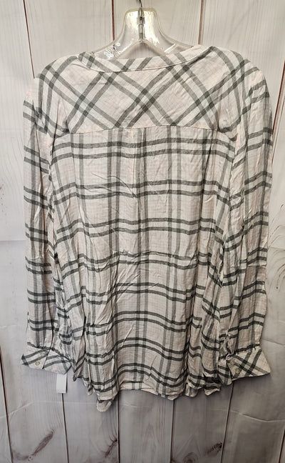 Talbots Women's Size 2X Gray & Pink Long Sleeve Top