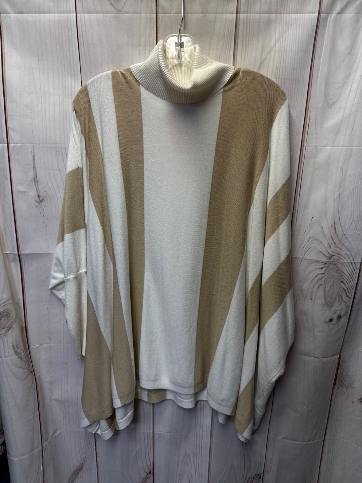JM Collection Women's Size XL White & Tan Poncho