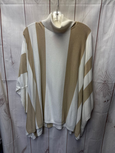 JM Collection Women's Size XL White & Tan Poncho