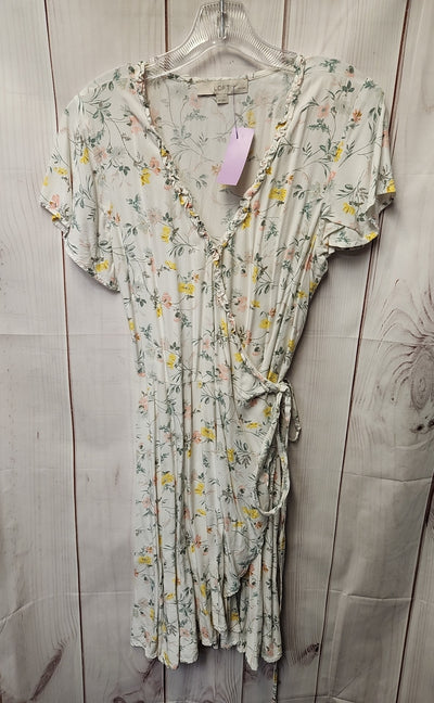 Loft Women's Size 10 Petite White Floral Dress