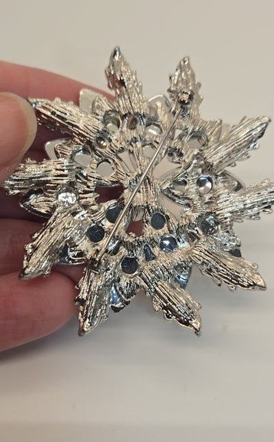 Rhinestone Flower Brooch Pin