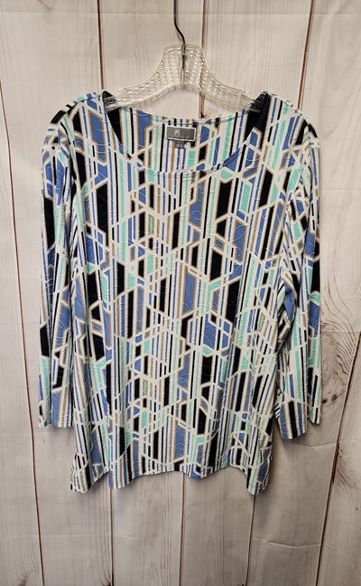 JM Collection Women's Size XL Blue 3/4 Sleeve Top